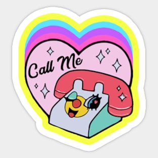 Cute Call Me Telephone Sticker